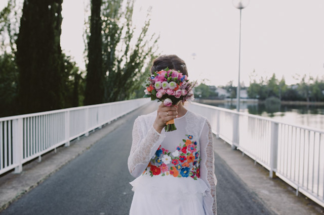 novia vestido flores color boda alberta ferretti blog atodoconfetti