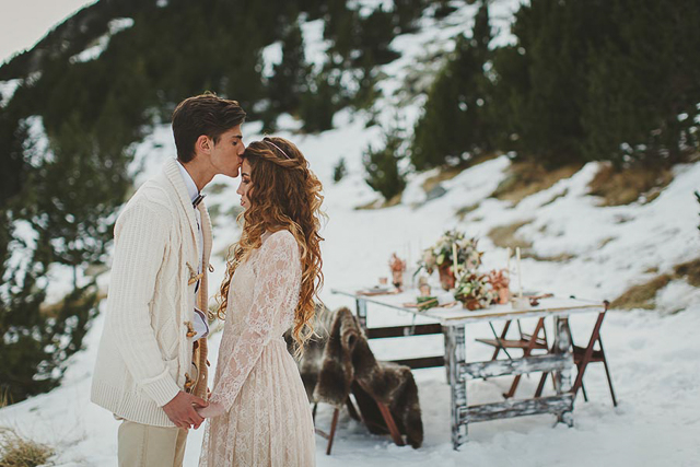 immacle boho wedding winter invierno boda pirineo nieve
